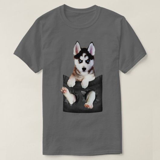 Siberian Husky in Pocket Puppy T-shirt (Design voorkant)