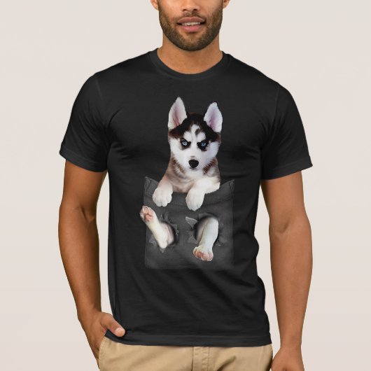 Siberian Husky in Pocket Puppy T-shirt (Voorkant)
