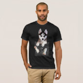 Siberian Husky in Pocket Puppy T-shirt (Voorkant volledig)