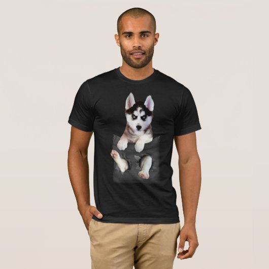 Siberian Husky in Pocket Puppy T-shirt (Voorkant volledig)
