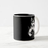 Siberian Husky in Pocket Puppy Tweekleurige Koffiemok (Voorkant rechts)