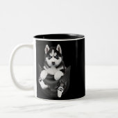 Siberian Husky in Pocket Puppy Tweekleurige Koffiemok (Links)