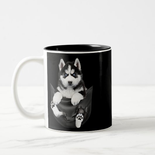 Siberian Husky in Pocket Puppy Tweekleurige Koffiemok (Links)