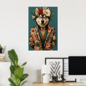Siberian Husky In Suit Poster, Husky Portrait Poster (Thuiskantoor)