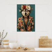 Siberian Husky In Suit Poster, Husky Portrait Poster (Keuken)