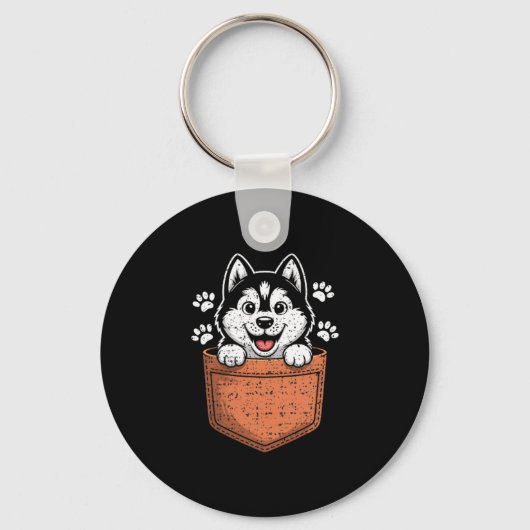 Siberian Husky In Your Front Cket Sleutelhanger (Voorkant)