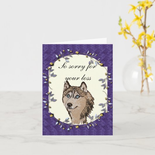 Siberian Husky Kaart (Gele Bloem)
