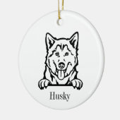 Siberian Husky Keramisch Ornament (Links)