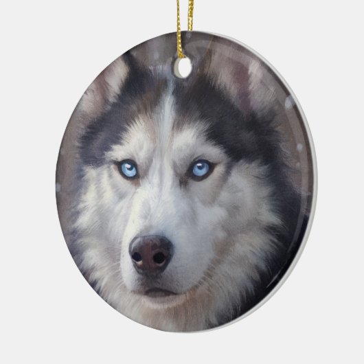 Siberian Husky Keramisch Ornament (Links)