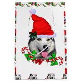 Siberian Husky kerst Merry Medium Cadeauzakje (Voorkant)