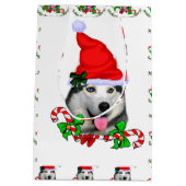 Siberian Husky kerst Merry Medium Cadeauzakje (Achterkant)