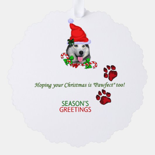 Siberian Husky kerst Merry Ornament Kaart (Achterkant)