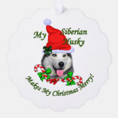 Siberian Husky kerst Merry Ornament Kaart (Voorkant)
