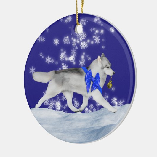 Siberian Husky Kerstannament Keramisch Ornament (Links)
