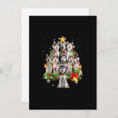 Siberian Husky Kerstboom Dog licht pyjama X Kaart (Voorkant / Achterkant)