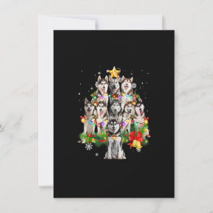 Siberian Husky Kerstboom Dog licht pyjama X Kaart