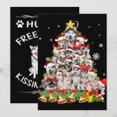 Siberian Husky Kerstboom Lichtjes Grappige Hond Feestdagenkaart (Voorkant / Achterkant)