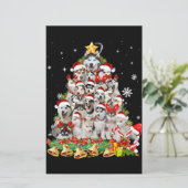 Siberian Husky kerstboom verlicht Funny Dog Briefpapier (Staand voorkant)