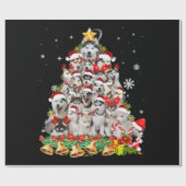 Siberian Husky kerstboom verlicht Funny Dog Cadeaupapier (Vlak)