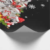 Siberian Husky kerstboom verlicht Funny Dog Cadeaupapier (Hoek)