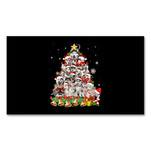 Siberian Husky kerstboom verlicht Funny Dog Magnetisch Visitekaartje