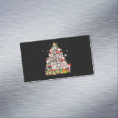 Siberian Husky kerstboom verlicht Funny Dog Magnetisch Visitekaartje (Voorbeeld)