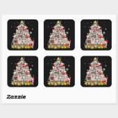 Siberian Husky kerstboom verlicht Funny Dog Vierkante Sticker (Vel)
