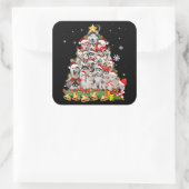 Siberian Husky kerstboom verlicht Funny Dog Vierkante Sticker (Tas)