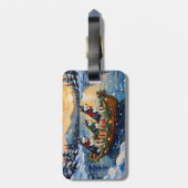 Siberian Husky Kerstboot Vakantie Bagagelabel (Achterkant verticaal)