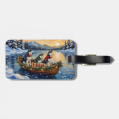 Siberian Husky Kerstboot Vakantie Bagagelabel (Achterkant horizontaal)