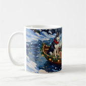 Siberian Husky Kerstboot Vakantie Koffiemok (Links)