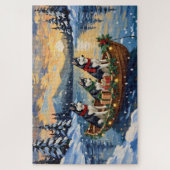 Siberian Husky Kerstboot Vakantie Legpuzzel (Verticaal)
