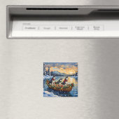 Siberian Husky Kerstboot Vakantie Magneet (Insitu (Vaatwasser))