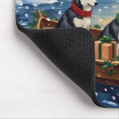 Siberian Husky Kerstboot Vakantie Muismat (Hoek)