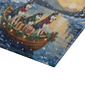 Siberian Husky Kerstboot Vakantie Snijplank (Hoek)
