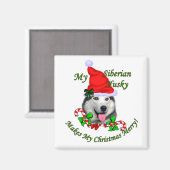 Siberian Husky kerstcadeaus Magneet (Voorkant / Achterkant)