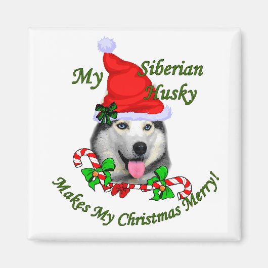 Siberian Husky kerstcadeaus Magneet (Voorkant)