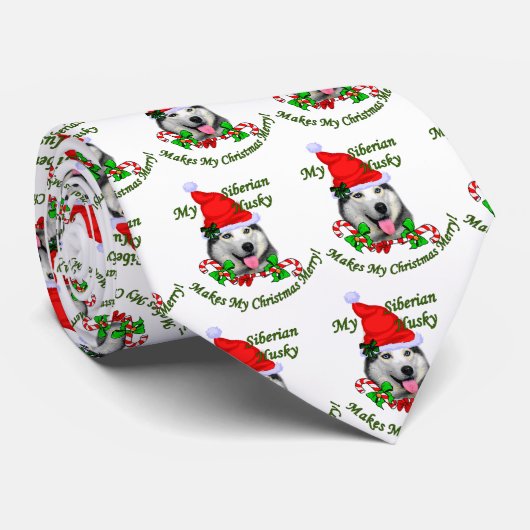 Siberian Husky kerstcadeaus Stropdas (Opgerold)