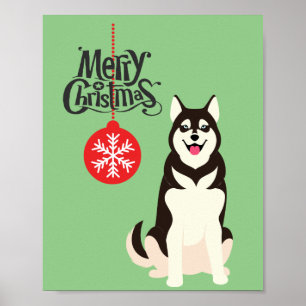 Siberian Husky Kerstfeestdag Poster