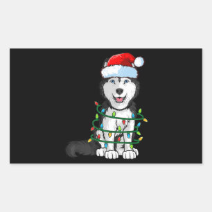 Siberian Husky Kerstkerstkerstkerstkerstman met ho Rechthoekige Sticker