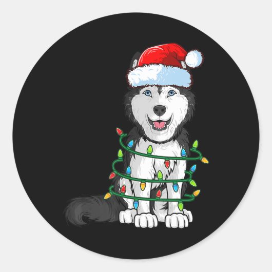 Siberian Husky Kerstkerstkerstkerstkerstman met ho Ronde Sticker (Voorkant)