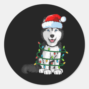 Siberian Husky Kerstkerstkerstkerstkerstman met ho Ronde Sticker