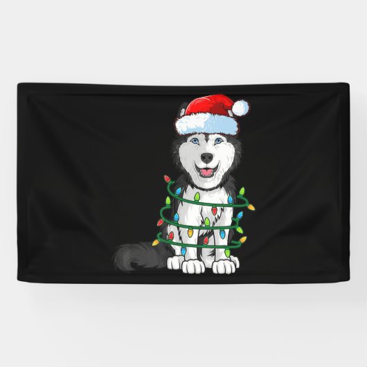 Siberian Husky Kerstkerstkerstkerstkerstman met ho Spandoek (Horizontaal)