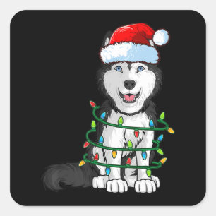 Siberian Husky Kerstkerstkerstkerstkerstman met ho Vierkante Sticker