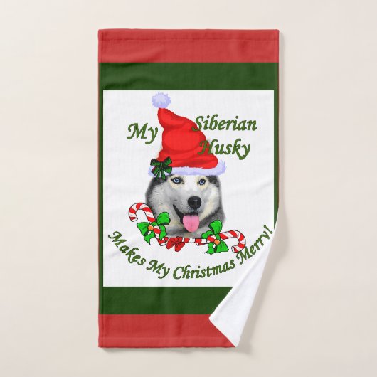Siberian Husky Kerstmis Bad Handdoek (Handdoek)