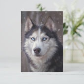 Siberian Husky Kerstmis Bedankkaart (Staand voorkant)