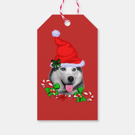 Siberian Husky Kerstmis Cadeaulabel (Achterkant)