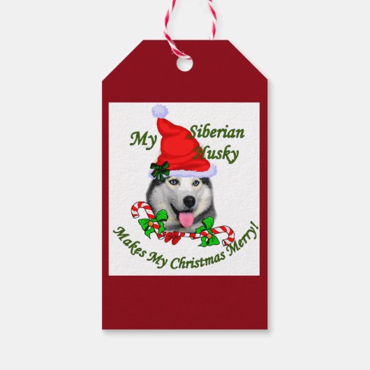 Siberian Husky Kerstmis Cadeaulabel (Achterkant)
