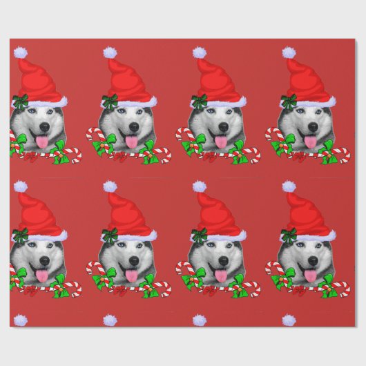 Siberian Husky Kerstmis Cadeaupapier (Vlak)