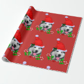 Siberian Husky Kerstmis Cadeaupapier (Uitgerold)